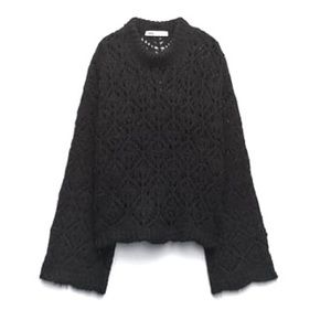 NWOT Zara wool blend black bell sleeves sweater